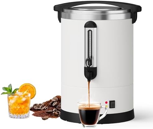 Garvee 110 Cup Commercial Coffee Urn, 4.2 Gal Stainless Steel White by Garvee