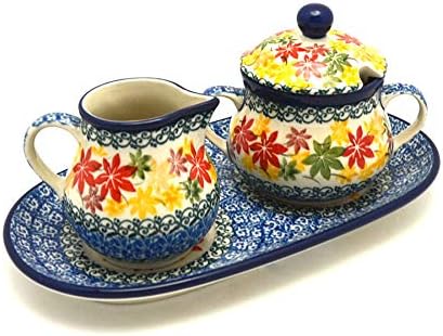 Polish Pottery Cream & Sugar Set - Maple Harvest by Polish+Pottery+Gallery