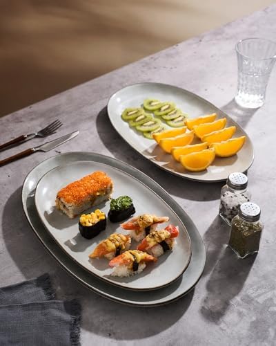 famiware Serving Platters Set of 3 Sizes - Oval, Grey - Image 4