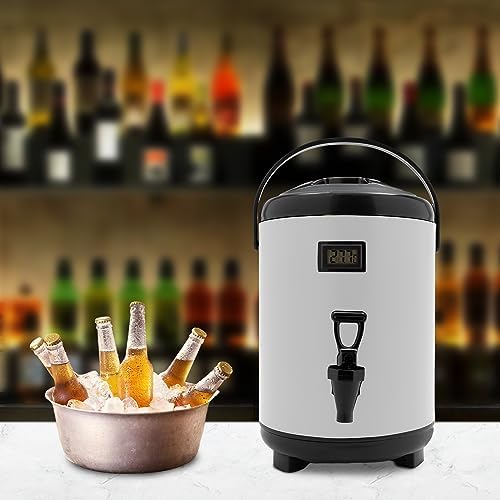 Hot Beverage Dispenser, 8L/2.11Gal Insulated Beverage Dispensers Insulated Thermal Hot and Cold Beverage Dispenser with Spigot & Thermometer Stainless Steel Drink Dispenser for Tea Coffee Milk - Image 3