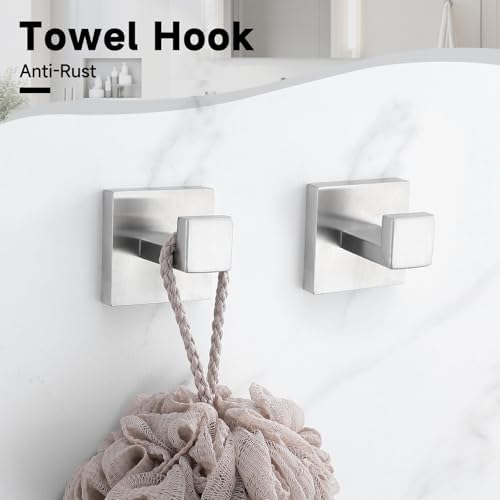 Brushed Nickel Towel Bar Set,5-Pieces Bathroom Hardware Accessories Set,Towel Racks Set for Bathroom 23.6 Inch Towel Bar Stainless Steel Wall-Mounted - Image 5