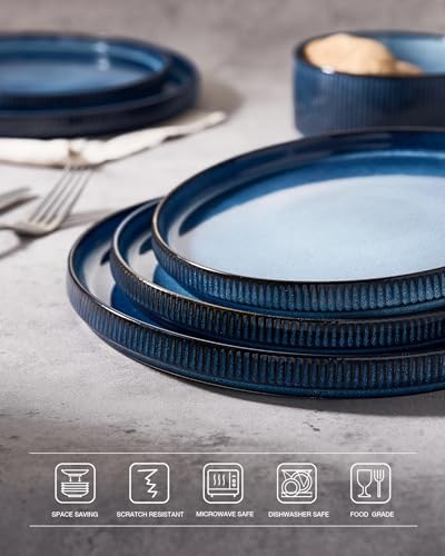 famiware Star 10/8 inches Salad Plates Set for 6, Nebulas Blue - Image 4