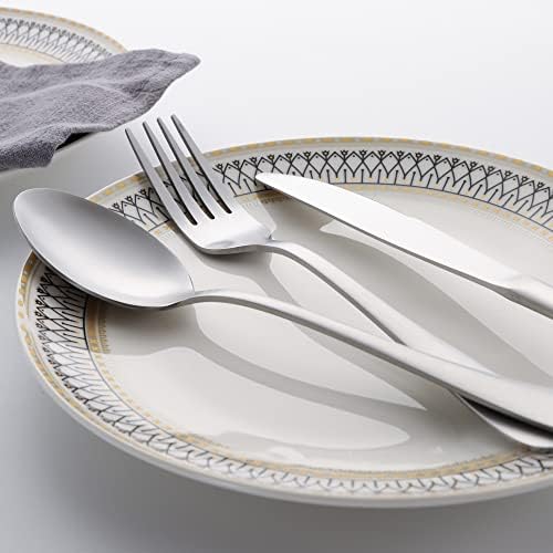40 Piece Silverware Set, LIANYU Flatware Cutlery Set for 8, Include Knife Fork Spoon, Fancy Satin Finish Eating Utensils Tableware for Home Restaurant Party, Matte Finish, Dishwasher Safe - Image 5