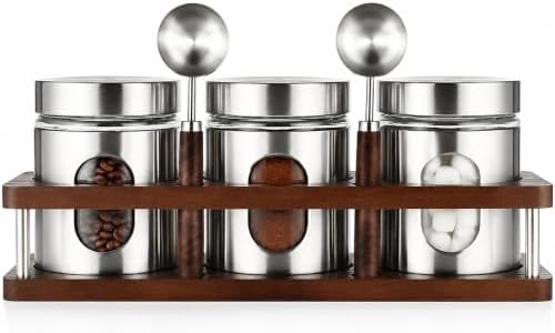 Suclain Stainless Steel Coffee Grounds Canisters with Shelf 3 x 20oz by Suclain
