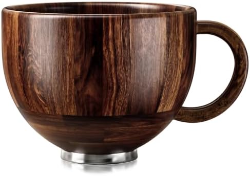 Acacia Wood Mixing Bowl Compatible with 4.5 & 5 QT Tilt-Head Stand Mixer by GaHOMEFAVOR