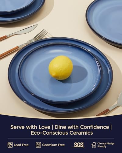 Pokini Ceramic Dinnerware Sets for 4, 12pcs Plates and Bowls Sets Dish Set - Image 3