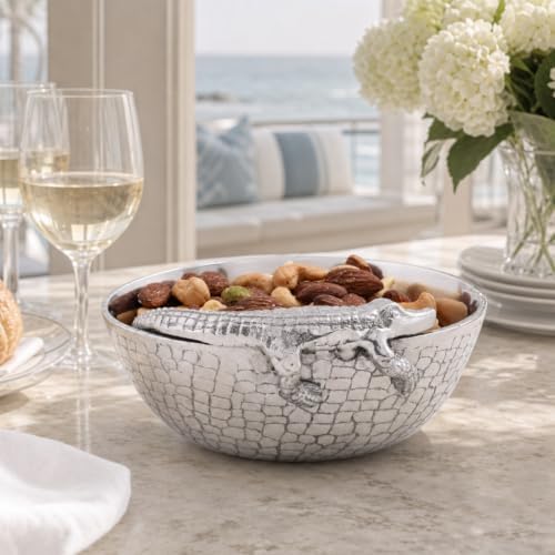 Arthur Court Alligator 6-Inch Aluminum Bowl - Unique Gator Skin Pattern Serveware for Snacks and Condiments - Image 7