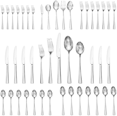 45 Piece Silverware Set for 8 with Serving Utensils, 18/10 Stainless Steel by KINGSTONE