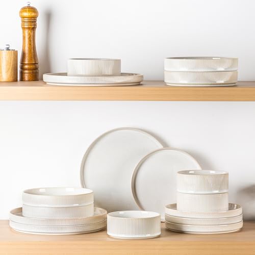 TheTerra Ceramic Dinnerware Set for 4, 12-Piece Plates and Bowls Set - Image 6