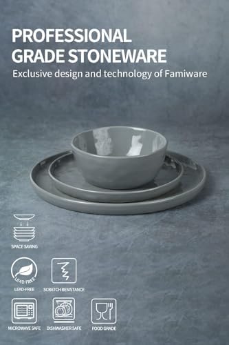 Famiware Mars Stoneware Dinnerware Set for 6, Dark Gray - Image 5
