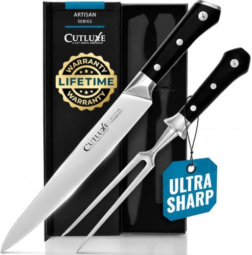 Cutluxe Turkey Carving Knife Set – Carving Fork & Knife for Meat & BBQ by Cutluxe