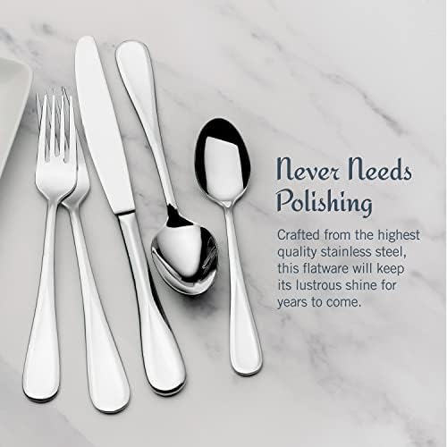 Mikasa Bravo 65-Piece Flatware Set, Service for 12, 18/10 Stainless Steel Silverware with Mirror Finish, Includes 5 Serving Utensils, Dishwasher Safe - Image 6