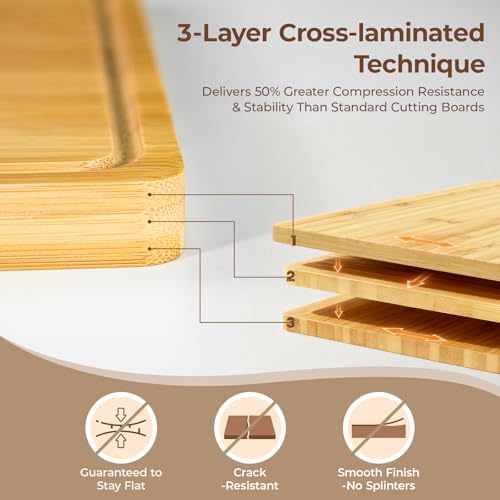 Piklohas Bamboo Cutting Boards Set of 4 for Kitchen with Wood Storage Stand - Image 4