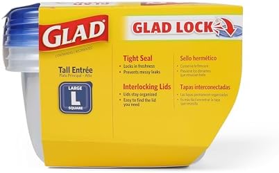 Glad GladWare Tall Entree Containers, Large Square, 42 Oz, 3 Count - Image 7