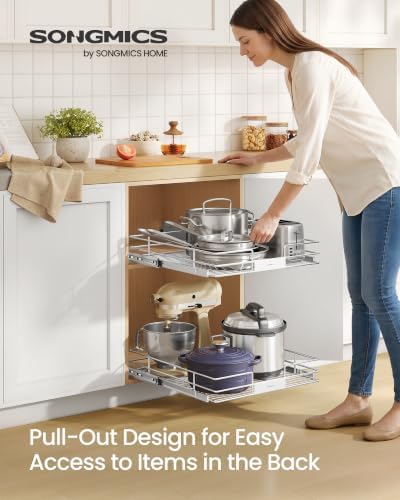 SONGMICS Pull Out Cabinet Organizer 20.5 W x 21.3" D, Easy Pull-Out - Image 2