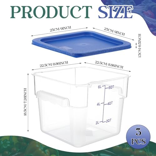 Ziliny 3 Sets 6 Qt Dough Proofing Container with Lid, Blue - Image 2