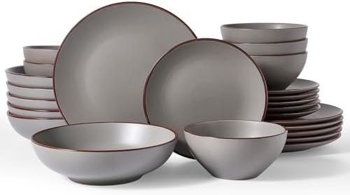 Famiware Venus Stoneware Dinnerware Sets with Pasta Bowls, Dishes Set for 6 by Famiware