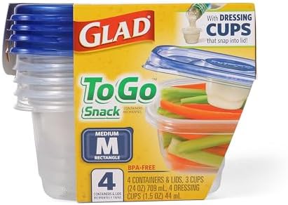 Glad GladWare To-Go Medium Rectangle Snack Containers, 24 Oz, 4 Count - Image 2