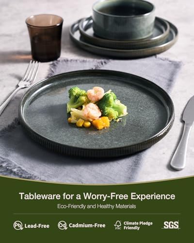 Famiware Star Stoneware Dinnerware Sets with Pasta Bowls, 24pc Dishes for 6 - Image 4