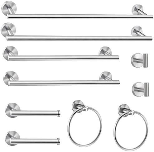 Cilee 10 Piece Brushed Nickel Bathroom Hardware Set, 24" 16" Towel Bar Set by Cilee