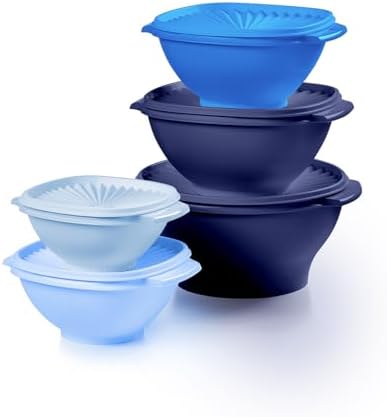 Tupperware Heritage 10-Piece Vintage Blue Set (5 Bowls, 5 Lids) by Tupperware