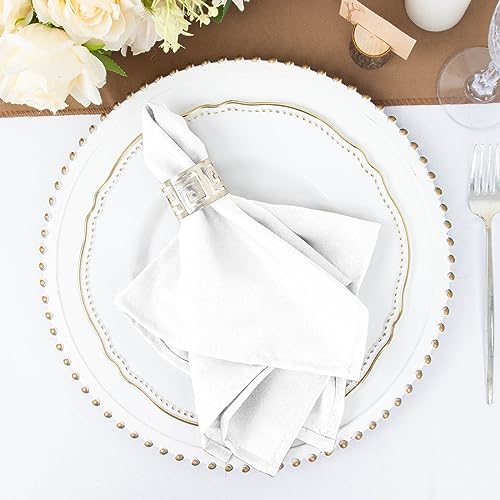 100 pcs 17-Inch White Polyester Table Napkins Reusable Washable Wedding Party Dinner Linens Tableware Supplies - Image 5