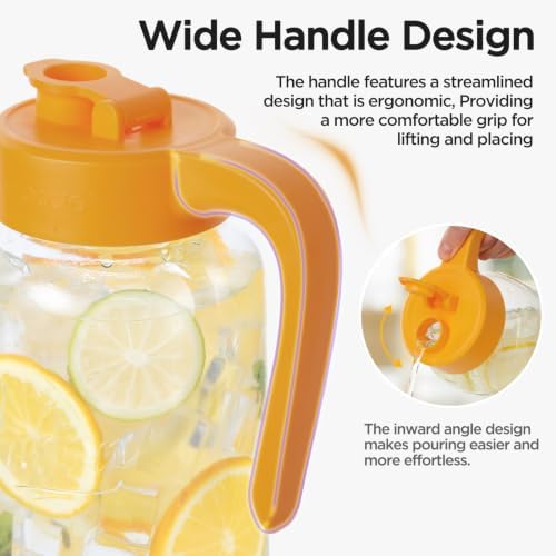 Mason Jar Pitcher, 64 oz (2 quart), Glass Pitcher with Lid - Image 3