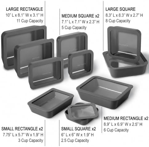 Glass Food Storage Set, 10 Containers + 10 Glass Lids, Onyx - Image 2
