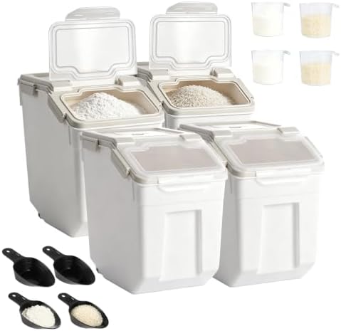 RUIAN Flour Storage Container 50lb Airtight Food Storage Bin(Gray,4pcs) by RUIAN