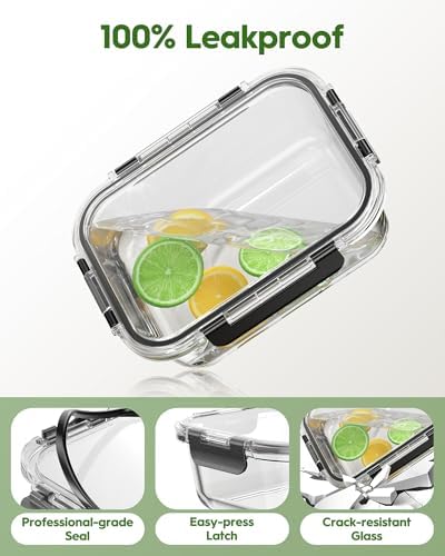 Canfanni 40 Piece Glass Food Storage Containers with Airtight Lids - Image 3