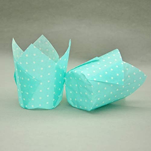 QLSmypkg Large Muffin Greaseproof paper Baking cupcake cups, 2-1/4" x 4" Blue printed with Polka Dot Tulip Baking Cup(Large) (125pcs) - Image 4