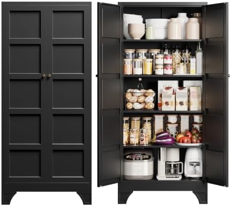 71" Kitchen Pantry Storage Cabinet Tall Steel Cabinet Metal Storage Cabinet by Yizosh