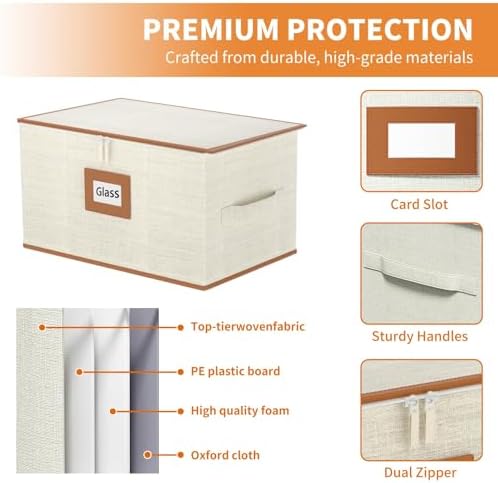 2-Pack Wine Glass Storage Box with Dividers, Hard Shell Stemware Storage - Image 4