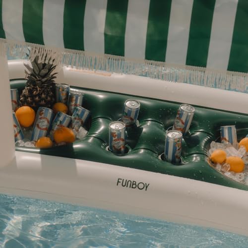 FUNBOY Floating Drink Station with Removable Canopy, Green Cabana - Image 3