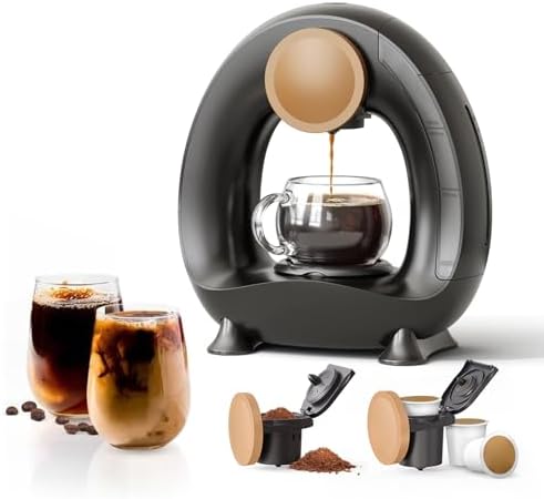 Pods and Grounds Single Serve Coffee Maker,Brew in 1 minute,Black by BENFUCHEN