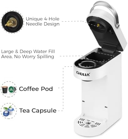 CHULUX Slim Single Serve Coffee Maker for K Pod, Brew Up to 12oz Cup, White - Image 2