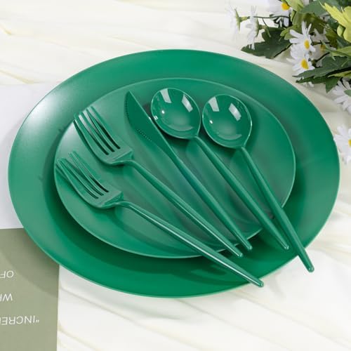 EjonirInjonir 150pcs Heavy Duty Green Disposable Plates for Camping Matte - Image 4