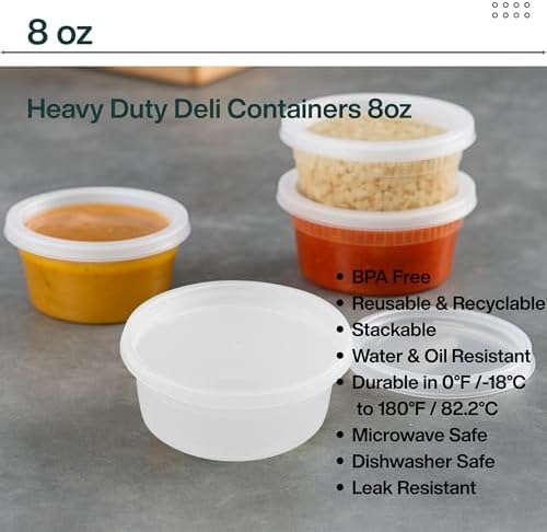 [8oz-240 Sets Plastic Deli Containers with Lids - BPA Free Clear Soup Containers with Airtight Lids, Leak Resistant Food Storage for Meal Prep, Stackable/Microwave/Dishwasher/Freezer Safe - Image 6