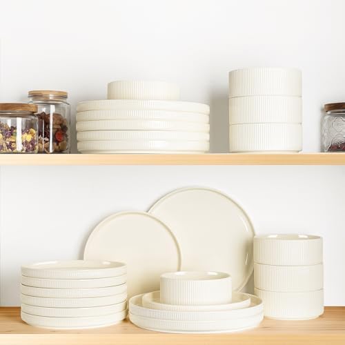 TheTerra Ceramic Dinnerware Set for 4, 16-Piece Plates and Bowls Set - Image 7