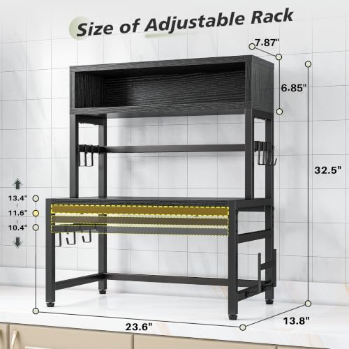 EnHomee 4-Tier Microwave Stand for Countertop Storage, Black - Image 4
