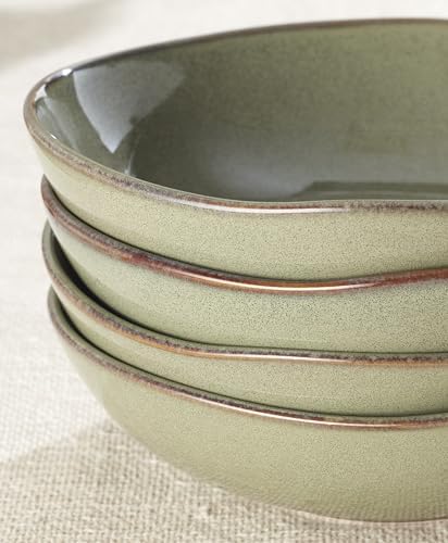 Oneida Organic Shades Sage Green Stoneware Pasta Bowl Set for 4, 34.5oz - Image 3