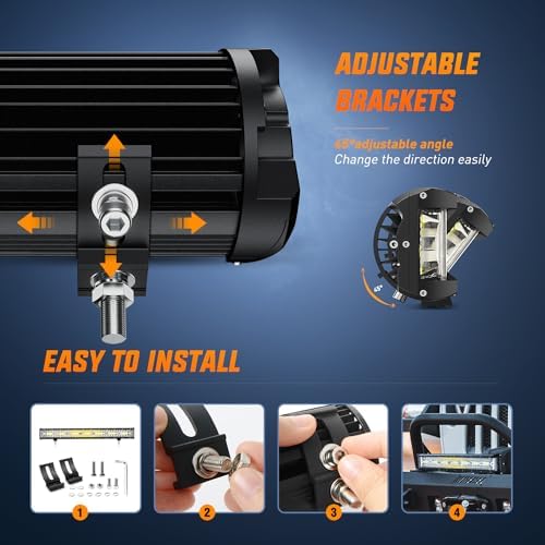 Nilight Side Shooter LED Light Bar 20 Inch Triple Row Spot Flood Combo Lights Work Lighting with 5Pin Rocker Switch Wiring Harness Kit for Off-Road Light on Truck SUV ATV UTV - Image 6