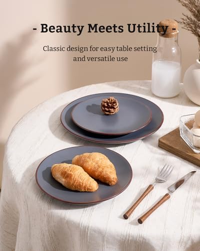 Famiware Venus Ceramic Plates and Bowls Sets, Speckled Dinnerware for 6 - Image 3