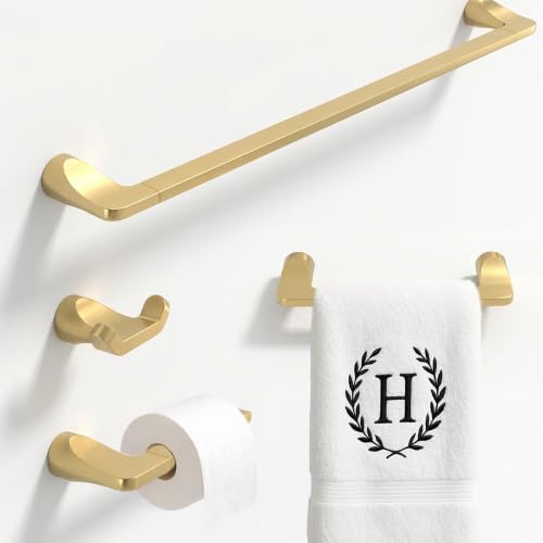 Mega Handles Bathroom Accessory Set Satin Brass - 4-Piece, Towel Bar, Hooks by MegaHandles