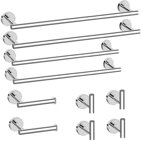 Newfun 10 Pieces Polished Chrome Bathroom Hardware Set 24 Inch by Newfun