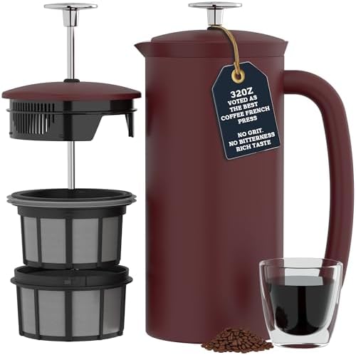ESPRO P7 French Press, 32oz, Cranberry, Stainless Steel Coffee Maker by ESPRO