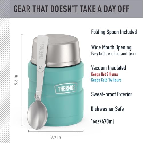 THERMOS Stainless King Food Jar with Spoon, 16oz, Matte Teal - Image 2