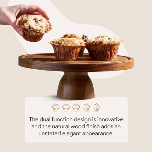 HOMESPHERE Wood Cake Stand with Lid, 2-in-1 Charcuterie Board, Round dome - Image 6