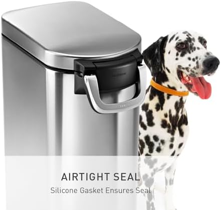 simplehuman 35 Liter, 40 lb / 18.1 kg X-Large Pet Food Storage Container for Dog Food, Cat Food, and Bird Feed, Brushed Stainless Steel - Image 3