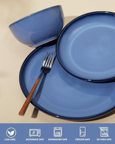 Pokini Ceramic Dinnerware Sets for 4, 12pcs Plates and Bowls Sets Dish Set - Image 6